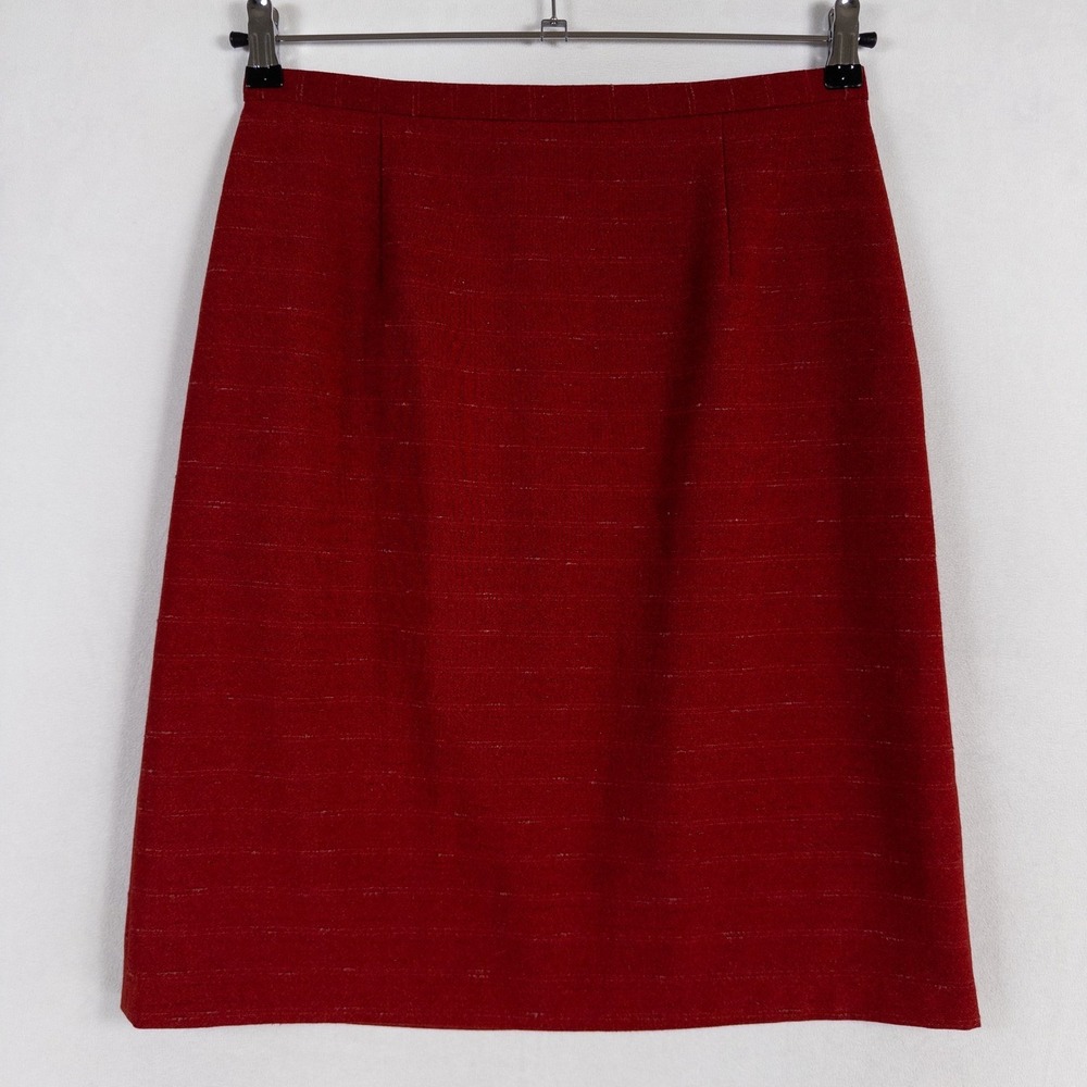 Pencil Skirt Womens XL 170 US Sz Medium Dark Red Slub Texture Office Career
